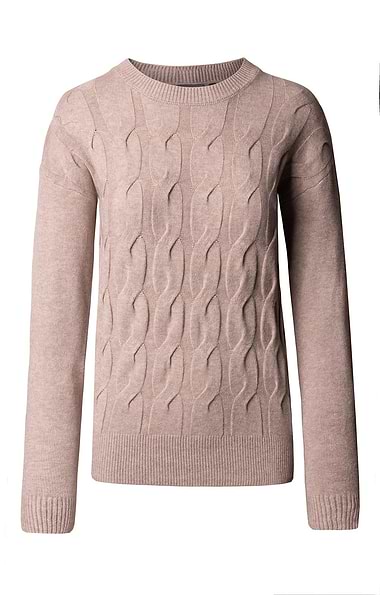 Ladies Cable Front Crew Neck