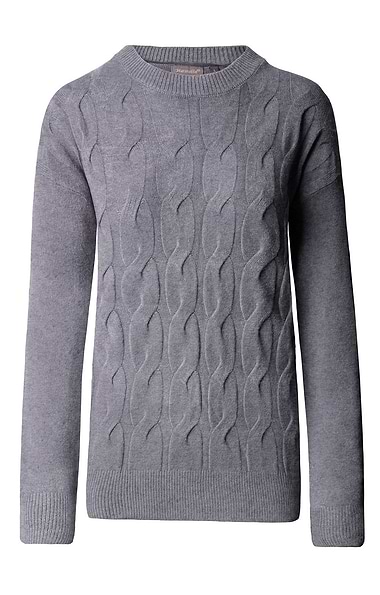 Ladies Cable Front Crew Neck