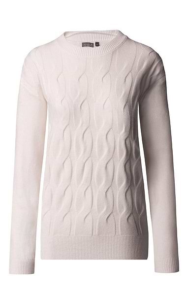 Ladies Cable Front Crew Neck
