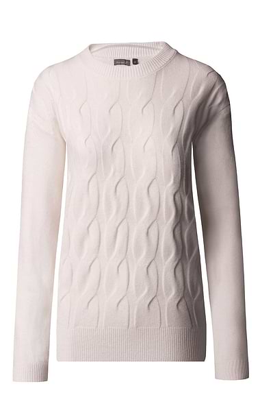 Ladies Cable Front Crew Neck