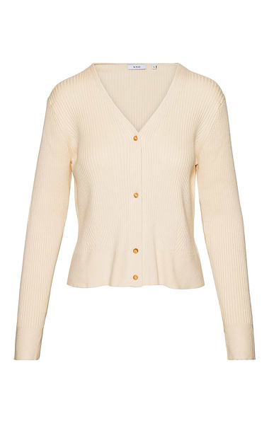Ladies Skinny Rib V Neck Cardigan
