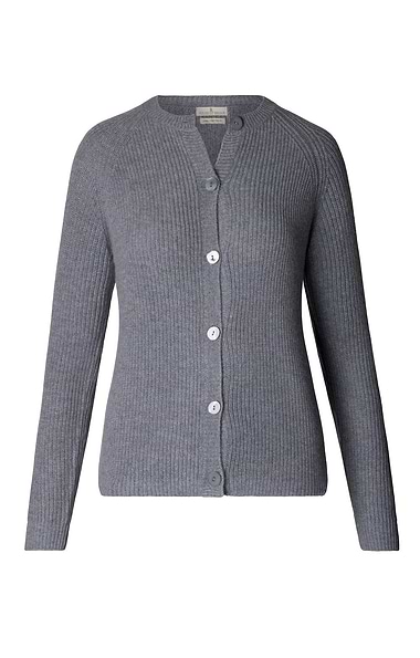 Ladies Cashmere Rib Cardigan