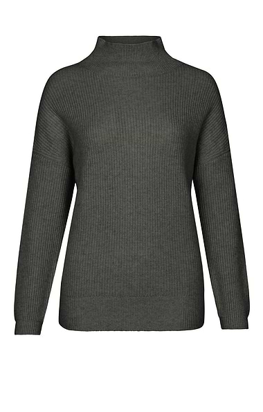 Ladies Cashmere Rib Funnel Neck