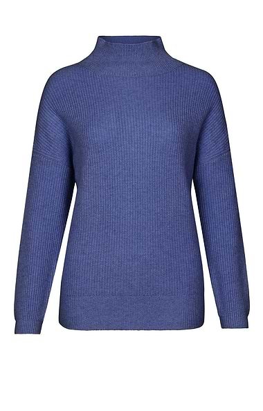 Ladies Cashmere Rib Funnel Neck