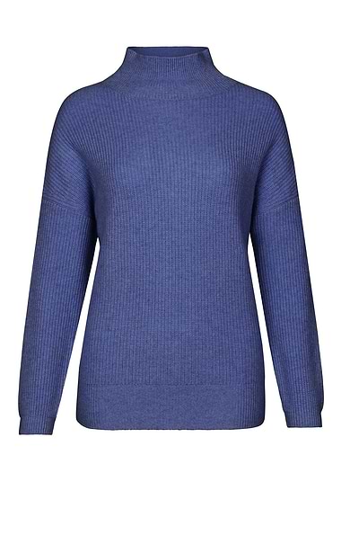 Ladies Cashmere Rib Funnel Neck