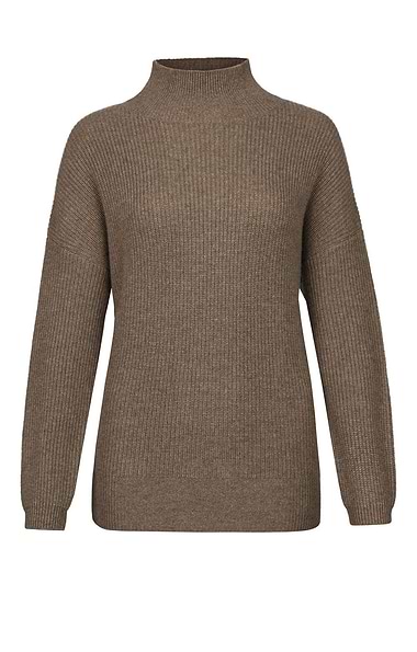 Ladies Cashmere Rib Funnel Neck