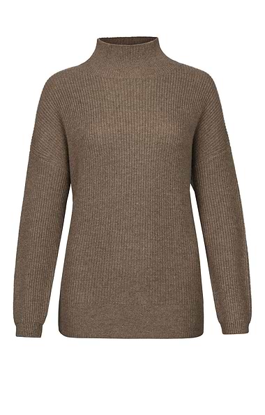 Ladies Cashmere Rib Funnel Neck