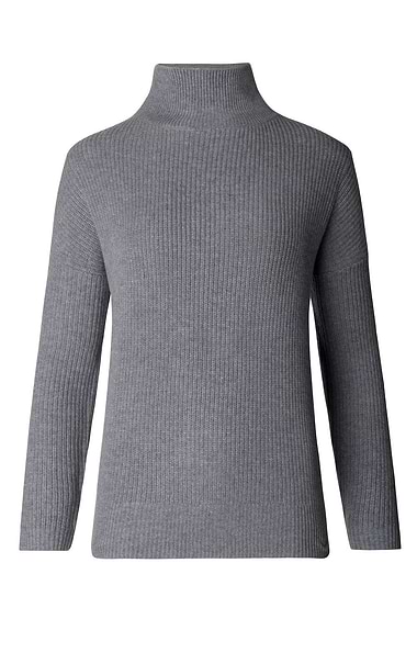 Ladies Cashmere Rib Funnel Neck