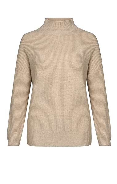 Ladies Cashmere Rib Funnel Neck