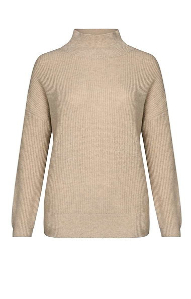 Ladies Cashmere Rib Funnel Neck