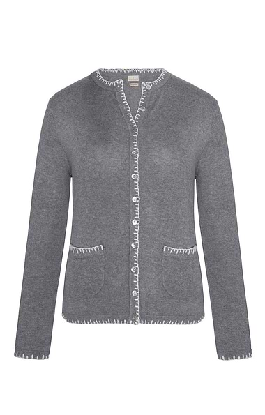 Ladies Cashmere Blanket Stitch Cardigan