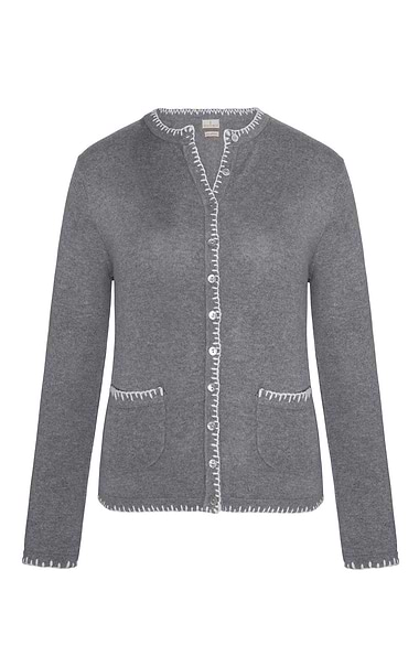 Ladies Cashmere Blanket Stitch Cardigan