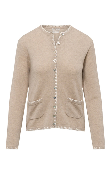 Ladies Cashmere Blanket Stitch Cardigan