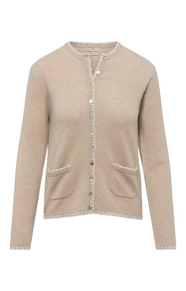 Ladies Cashmere Blanket Stitch Cardigan
