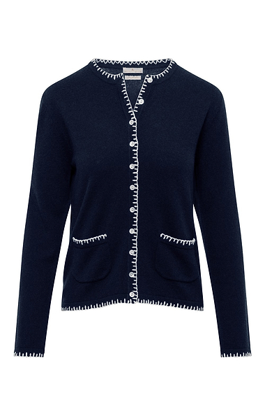Ladies Cashmere Blanket Stitch Cardigan