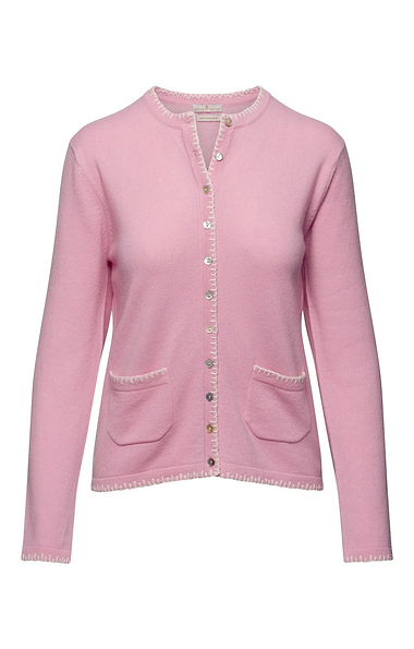 Ladies Cashmere Blanket Stitch Cardigan