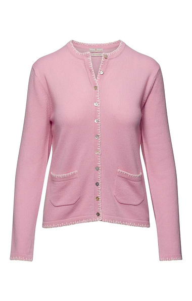 Ladies Cashmere Blanket Stitch Cardigan