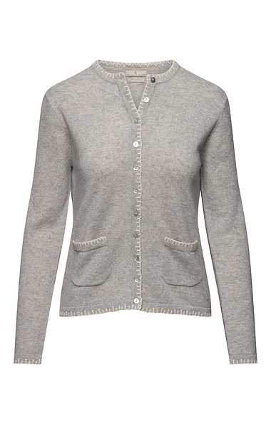 Ladies Cashmere Blanket Stitch Cardigan
