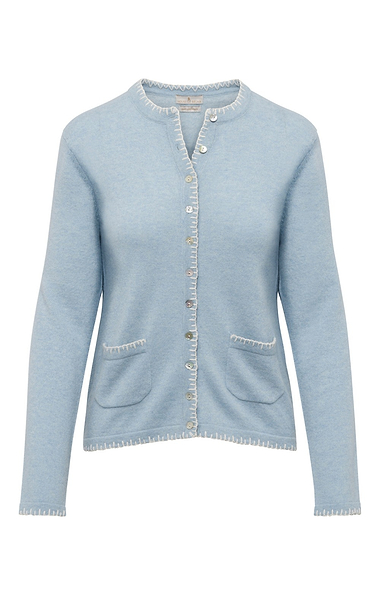 Ladies Cashmere Blanket Stitch Cardigan