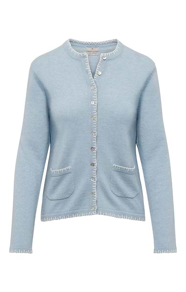 Ladies Cashmere Blanket Stitch Cardigan