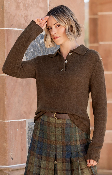 Ladies Cashmere Shirt Neck