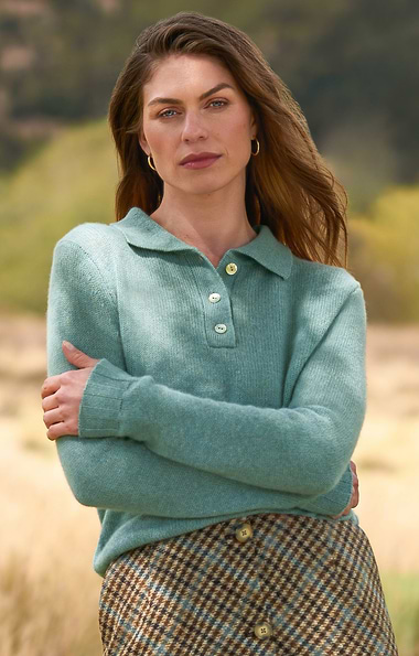 Ladies Cashmere Shirt Neck