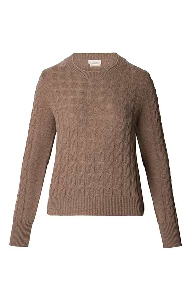 Ladies Cropped Cashmere Cable Crew