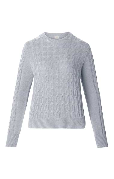 Ladies Cropped Cashmere Cable Crew