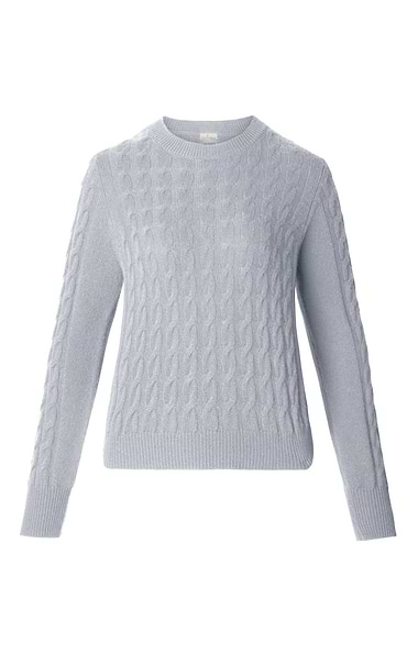 Ladies Cropped Cashmere Cable Crew