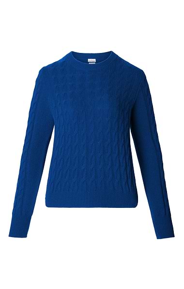 Ladies Cropped Cashmere Cable Crew