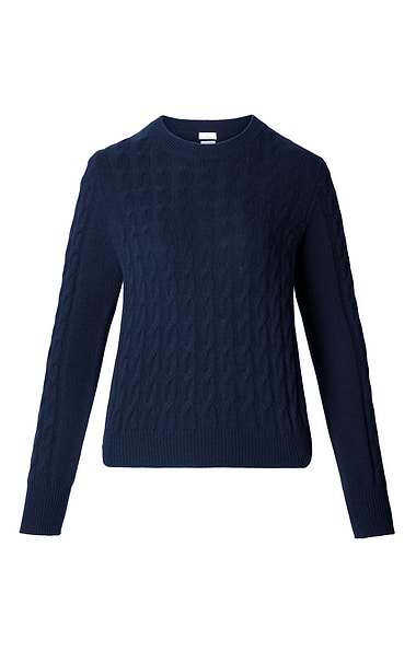 Ladies Cropped Cashmere Cable Crew