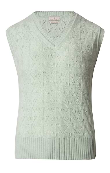 Ladies Cashmere Pointelle Knit Slipover