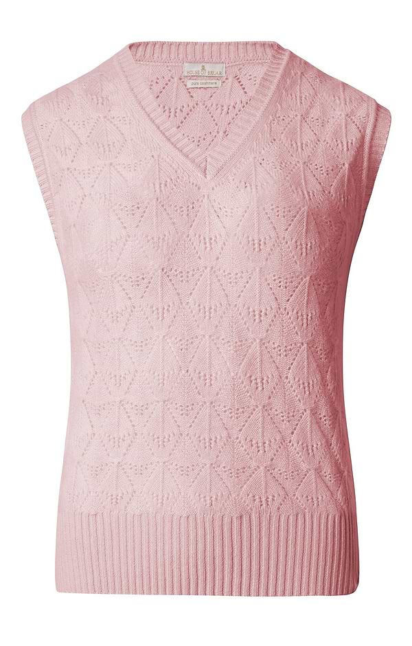 Ladies Cashmere Pointelle Knit Slipover