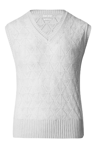 Ladies Cashmere Pointelle Knit Slipover