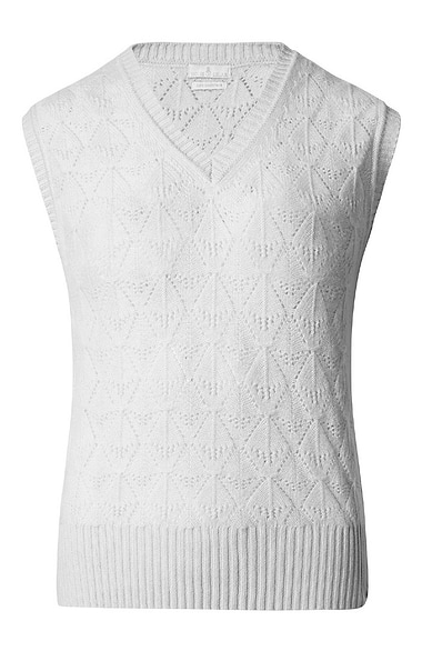 Ladies Cashmere Pointelle Knit Slipover