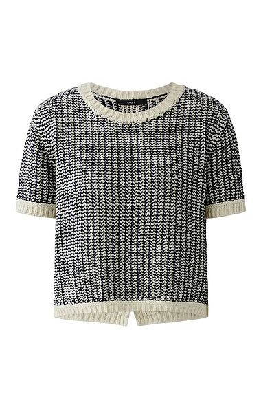 Ladies Oui Two Colour Short Sleeve Knit Sweater