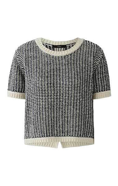 Ladies Oui Two Colour Short Sleeve Knit Sweater
