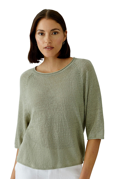Ladies Oui Linen Knit Sweater