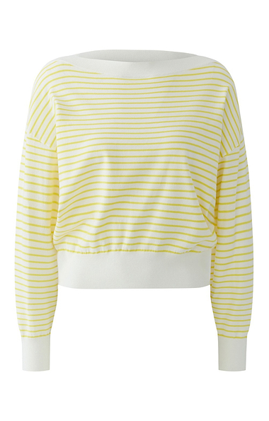 Ladies Oui Striped Boat Neck Knit Sweater