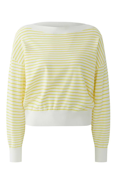 Ladies Oui Striped Boat Neck Knit Sweater