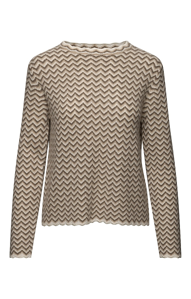 Ladies House of Bruar Cashmere Zig Zag Crew Neck Jumper