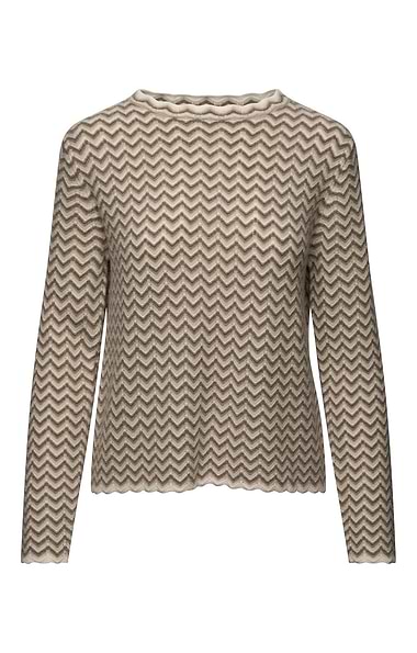 Ladies House of Bruar Cashmere Zig Zag Crew Neck Jumper