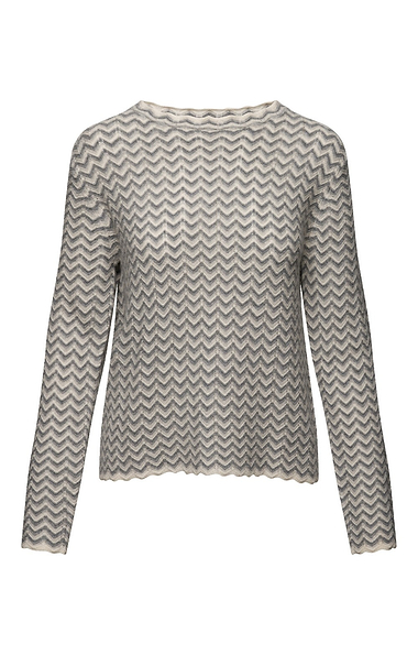 Ladies House of Bruar Cashmere Zig Zag Crew Neck Jumper