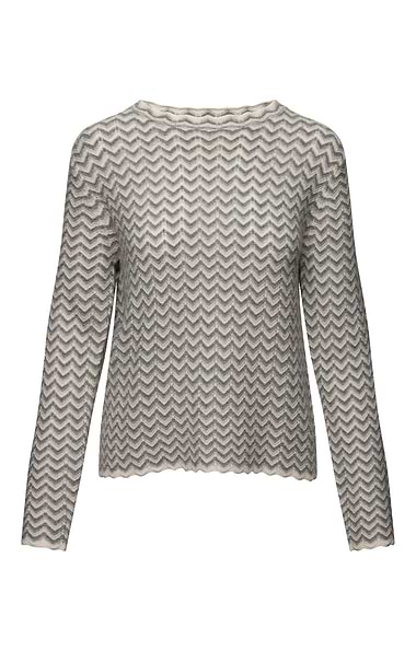 Ladies House of Bruar Cashmere Zig Zag Crew Neck Jumper