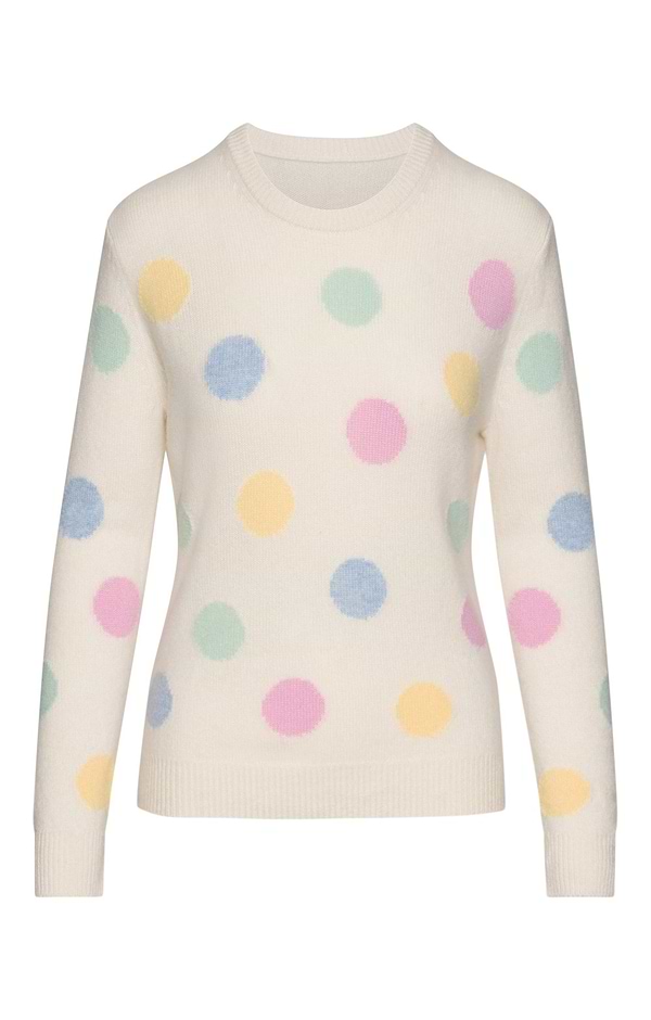 Ladies House of Bruar Polka Dot Cashmere Crew