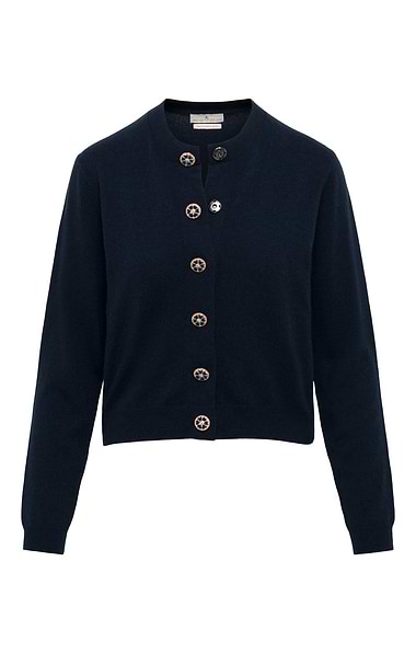 Ladies Jewel Button Cashmere Cardigan