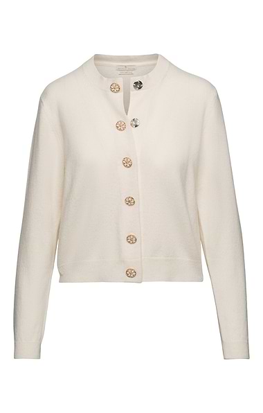 Ladies Jewel Button Cashmere Cardigan