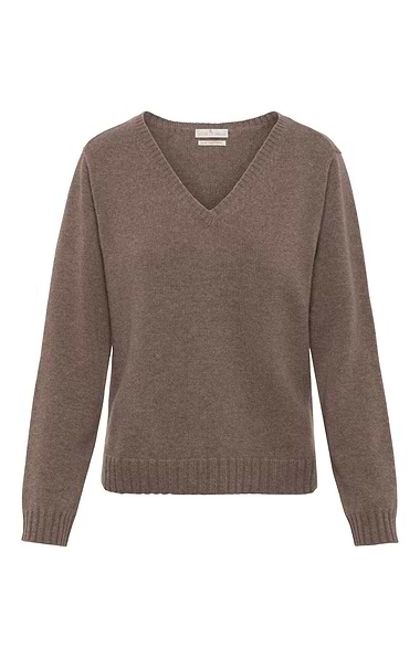 Ladies Cashmere Contemporary V Neck Sweater