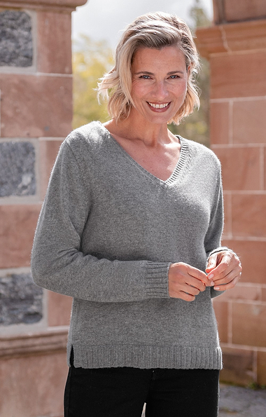 Ladies Cashmere Contemporary V Neck Sweater