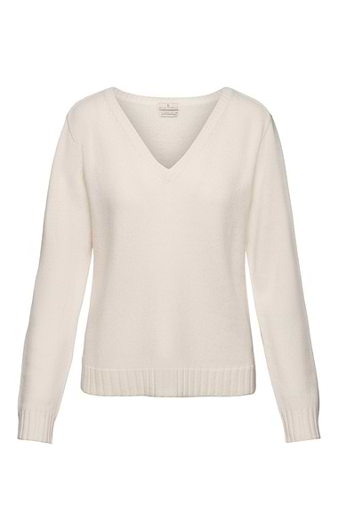 Ladies Cashmere Contemporary V Neck Sweater